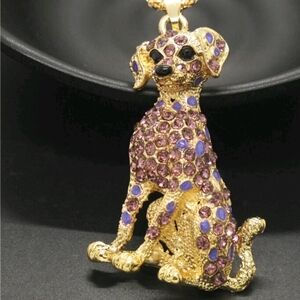 (NEW) Betsey Johnson Gold Purple Dog Pendant